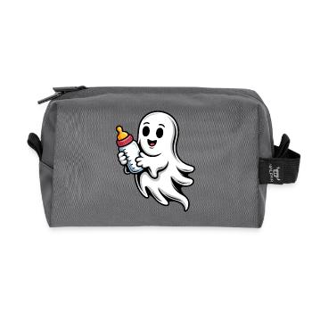 Little Ghost with Vial - Recycled Toiletry Zip Bag - anthracite - Front