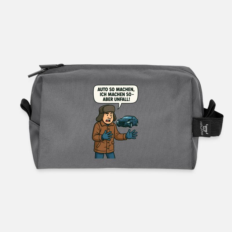 Make car so I do so but accident - Recycled Toiletry Zip Bag - anthracite