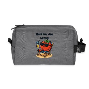 Ripe for the Sun Tomato Ketchup Vegetable Cartoon - Recycled Toiletry Zip Bag - anthracite - Front