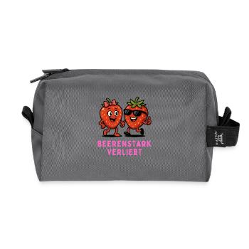 Berry Strong In Love Dessin Animé Fraises Motif - Trousse de toilette en tissu recyclé - anthracite - Devant