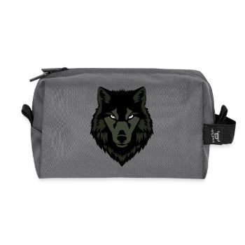 Wolf_grau_T shirt_Geschenk_Jaeger - Trousse de toilette en tissu recyclé - anthracite - Devant