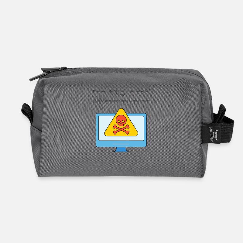 Blue Screen Humor Skull Warning - Recycled Toiletry Zip Bag - anthracite