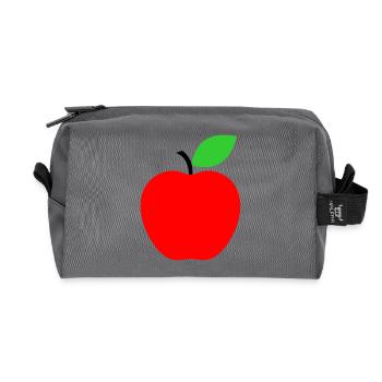 Red Apple Minimalist Icon - Recycled Toiletry Zip Bag - anthracite - Front