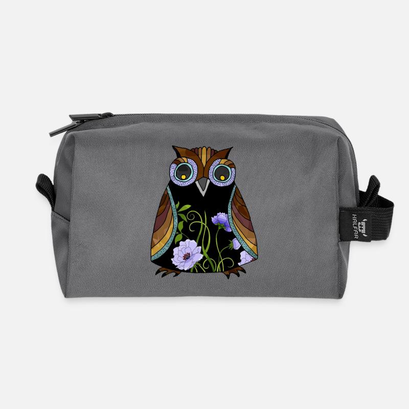 Eule - Recycelte Kulturtasche - Anthrazit