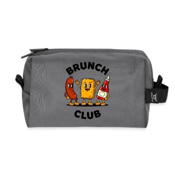 Brunch Club Retro Cartoon Food Fun Design - Recycled Toiletry Zip Bag - anthracite - Front