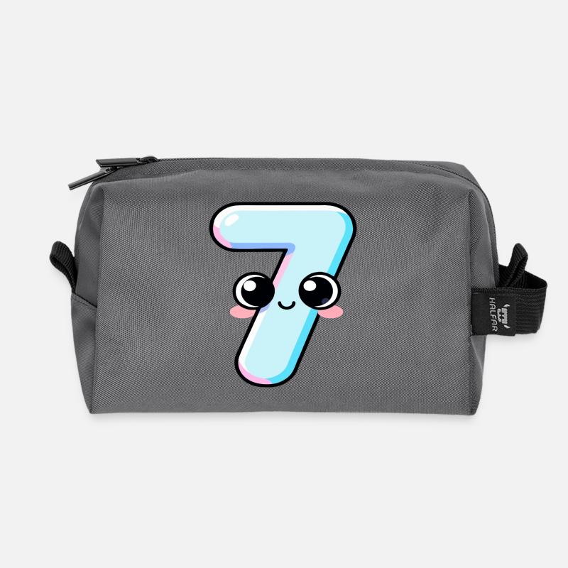Nummer 7 Kawaii-Kuchen - Recycelte Kulturtasche - Anthrazit