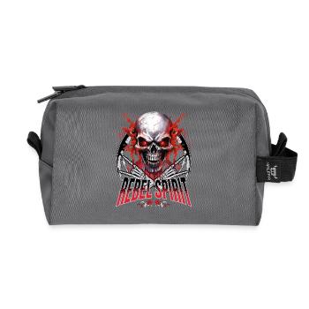 crâne squelette moto motard gang - Trousse de toilette en tissu recyclé - anthracite - Devant