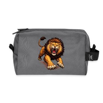 Fierce Lion Comic - Recycled Toiletry Zip Bag - anthracite - Front