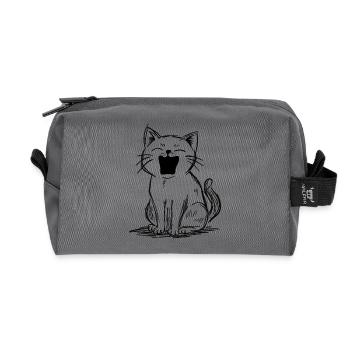 Loud Meowing Cat Doodle | Funny Cat Sketch - Recycled Toiletry Zip Bag - anthracite - Front