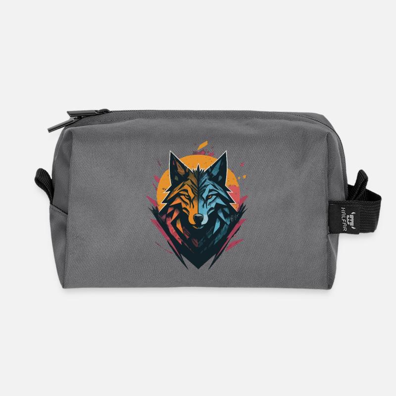 Wolf Doppelseitiger Sonnenmond - Recycelte Kulturtasche - Anthrazit