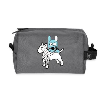 Blue Bot Dog with Syringe - Recycled Toiletry Zip Bag - anthracite - Front