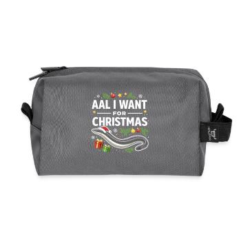 Aal I Want For Christmas – Funny Eel Shirt - Recycled Toiletry Zip Bag - anthracite - Front