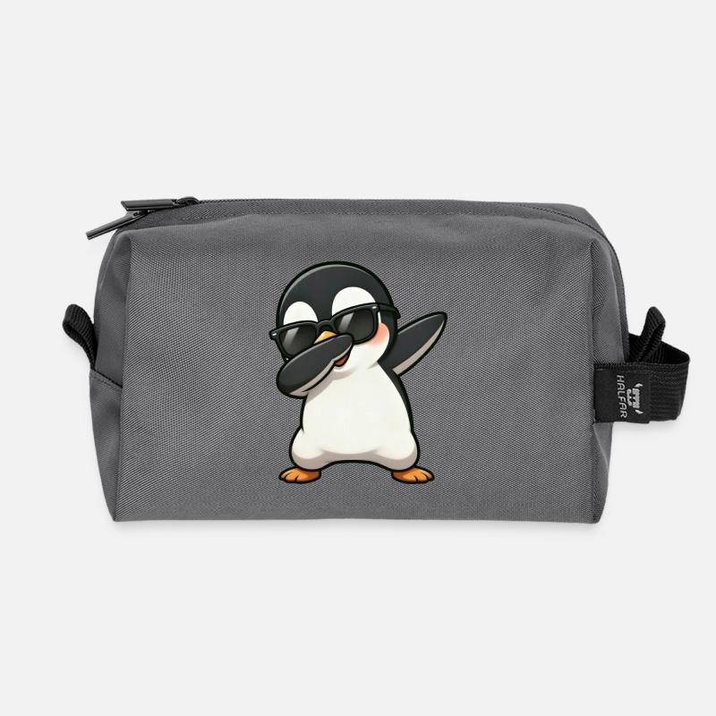 Dabbing Pinguin - Recycelte Kulturtasche - Anthrazit
