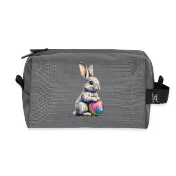Retro Bunny with Sunglasses Easter Rabbit Ears - Recycled Toiletry Zip Bag - anthracite - Front