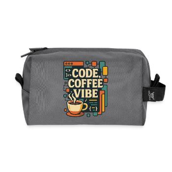 Code Coffee Vibe – Funny Programmer T-Shirt - Recycled Toiletry Zip Bag - anthracite - Front