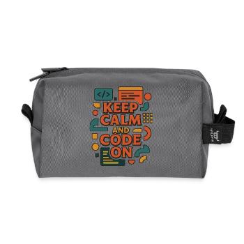 Keep Calm and Code On – Funny Coder Shirt - Recycled Toiletry Zip Bag - anthracite - Front
