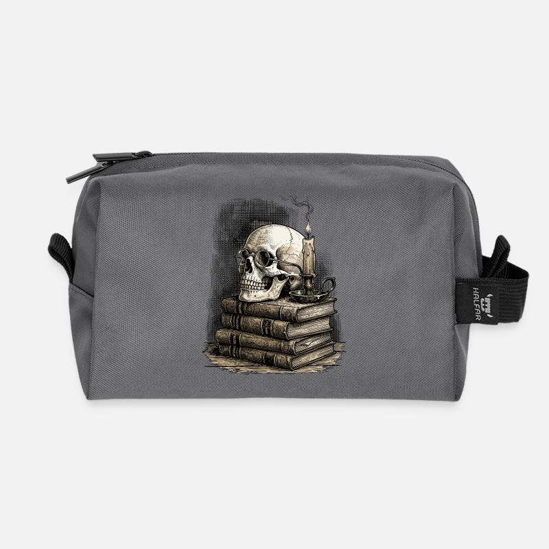 Dark Academia Skull & Books Vintage Gothic - Recycelte Kulturtasche - Anthrazit