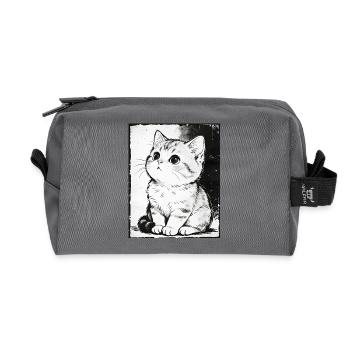 Katzen-Skizzenstück Schwarzweiß - Recycelte Kulturtasche - Anthrazit - Vorne