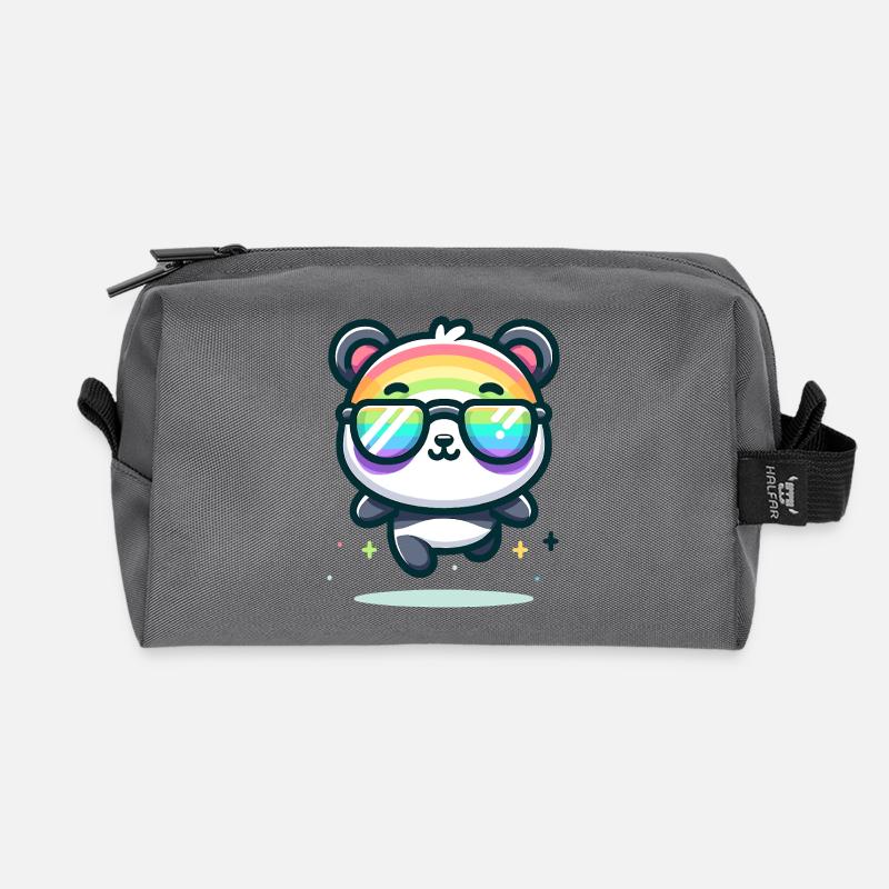 Regenbogen Panda Sonnenbrille Sommer Bär - Recycelte Kulturtasche - Anthrazit