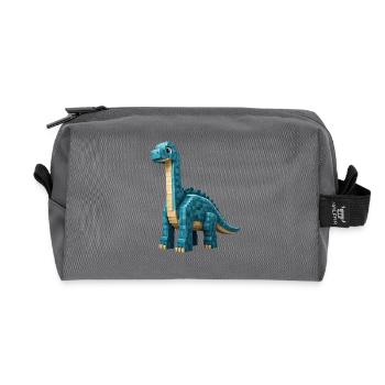 Pixel Brontosaurus - Recycled Toiletry Zip Bag - anthracite - Front