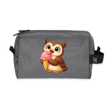 Süße Eule mit Eiskrone Sommer Cartoon König  - Recycled Toiletry Zip Bag - anthracite - Front