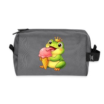 Süßer Frosch mit Eiskrone Sommer Eiscreme Cartoon - Recycled Toiletry Zip Bag - anthracite - Front