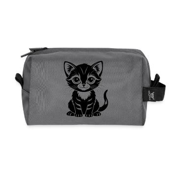 Chat mignon - Trousse de toilette en tissu recyclé - anthracite - Devant