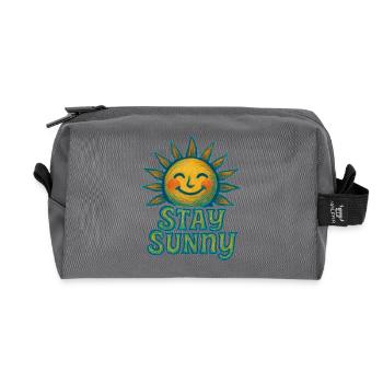 Stay Sunny Crayon Sun Illustration - Recycled Toiletry Zip Bag - anthracite - Front