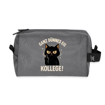 Ganz Dünnes Eis Kollege Katze Mittelfinger - Recycelte Kulturtasche - Anthrazit - Vorne