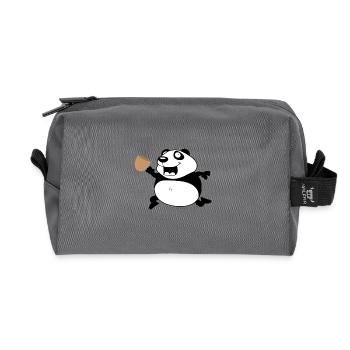 Panda mit Kaffee aufgeregt Koffein Schock - Recycelte Kulturtasche - Anthrazit - Vorne