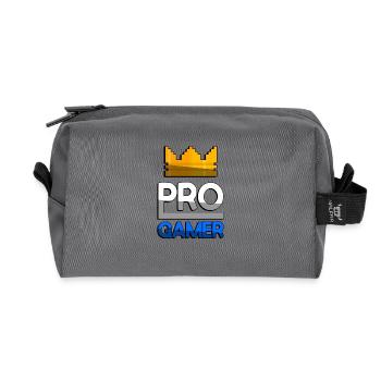 PRO GAMER (Blau) + King Crown - Gaming - Recycelte Kulturtasche - Anthrazit - Vorne