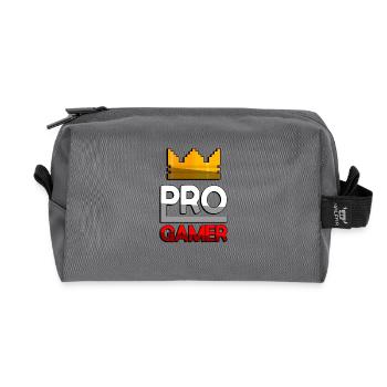 PRO GAMER (Rot) + King Crown - Gaming - Recycelte Kulturtasche - Anthrazit - Vorne