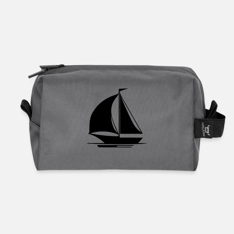 Segelschiff mit Mast, Segeln und Flagge - Recycelte Kulturtasche - Anthrazit