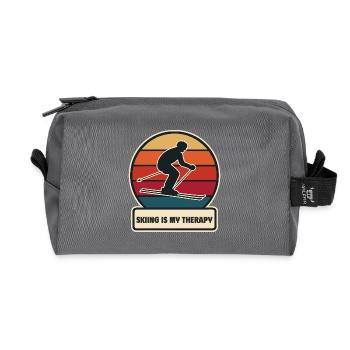 Skiing Is My Therapy Shirt - Recycled Toiletry Zip Bag - anthracite - Front
