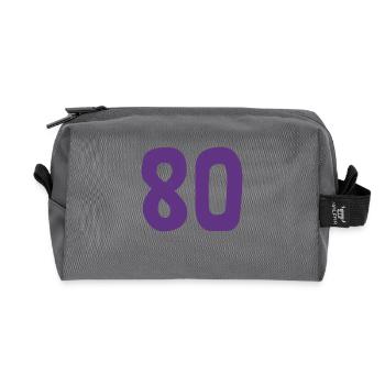 80. 80 YEARS. 80th ANNIVERSARY. 80TH BIRTHDAY. - Recycled Toiletry Zip Bag - anthracite - Front