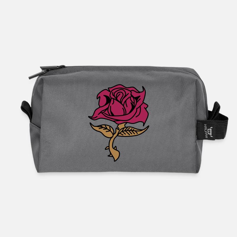 Rose (Blume) - Recycelte Kulturtasche - Anthrazit