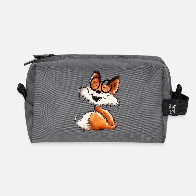 Niedlicher kleiner Schlaufuchs mit Brille - Fuchs - Recycelte Kulturtasche - Anthrazit