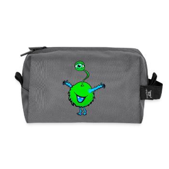 Monster green with one eye - Recycled Toiletry Zip Bag - anthracite - Front