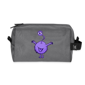 Monster purple with one eye - Recycled Toiletry Zip Bag - anthracite - Front