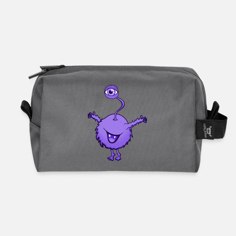 Monster lila mit einem Auge - Recycelte Kulturtasche - Anthrazit