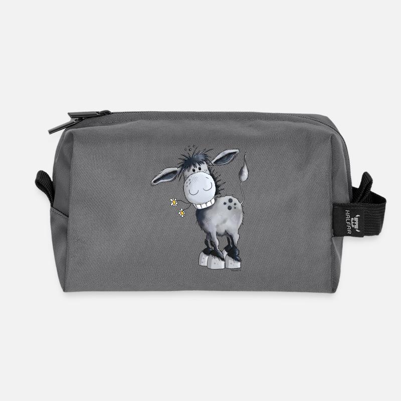 Funny Donkey - Recycled Toiletry Zip Bag - anthracite