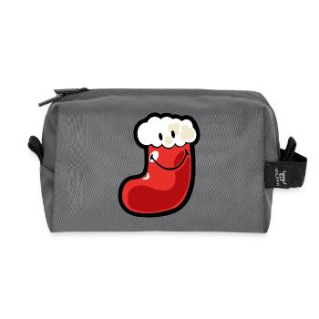 Smiley Christmas Stocking - Recycelte Kulturtasche - Anthrazit - Vorne