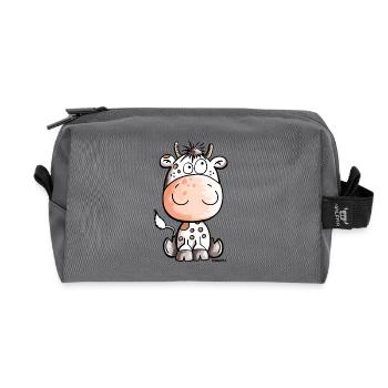 Funny Cow - Cows - Baby - Gift - Calf - Recycled Toiletry Zip Bag - anthracite - Front