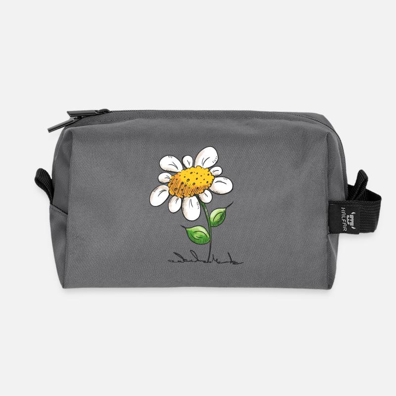 Schöne Blume - Blumen - Blümchen - Natur - Blatt - Recycelte Kulturtasche - Anthrazit