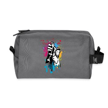 cool street art motif sprayer in graffiti style - Recycled Toiletry Zip Bag - anthracite - Front