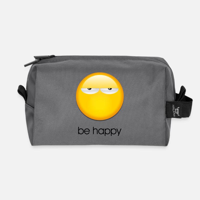 Be happy - Recycelte Kulturtasche - Anthrazit