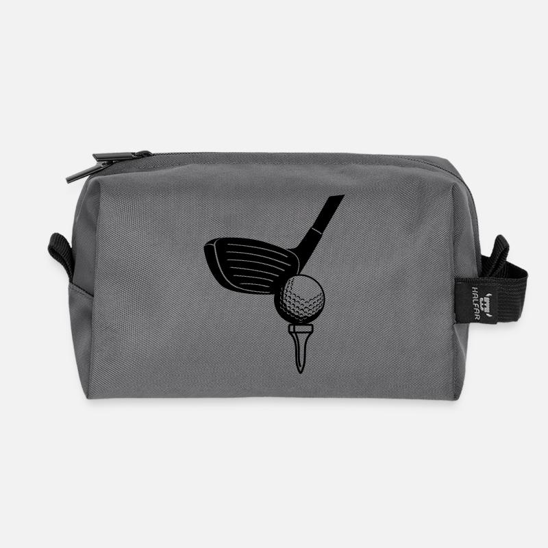 Golf ball and sticlk - Recycled Toiletry Zip Bag - anthracite