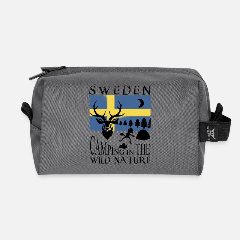 Camping in Schweden - Recycelte Kulturtasche - Anthrazit