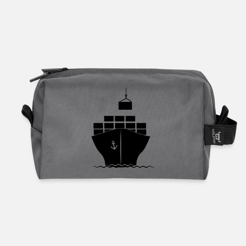 Seecontainerboot mit Kranbeladung - Recycelte Kulturtasche - Anthrazit