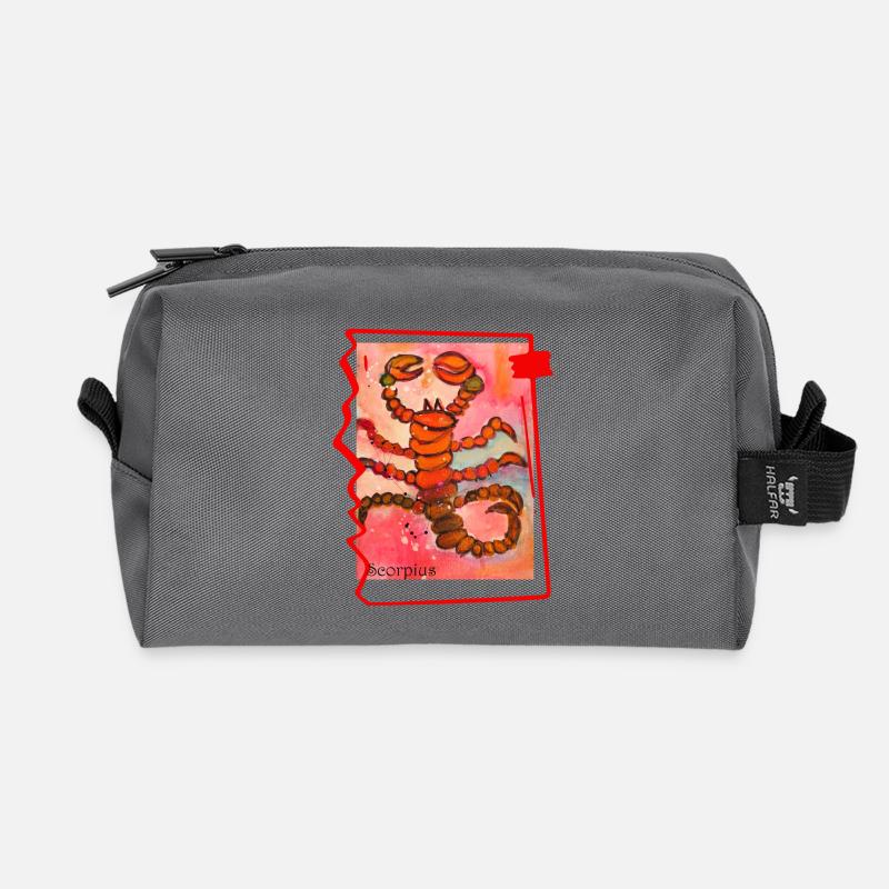 Skorpion Aquarell Illustration Lebendige Farben - Recycelte Kulturtasche - Anthrazit